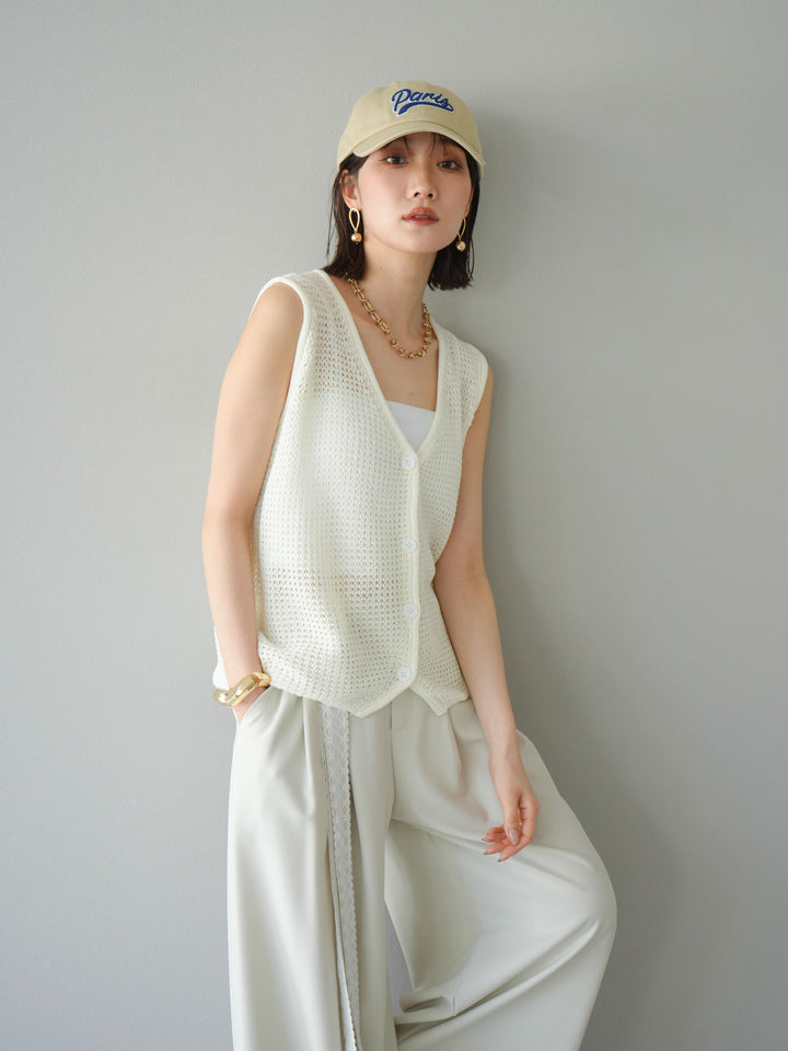【預購】華夫格針織背心/象牙白