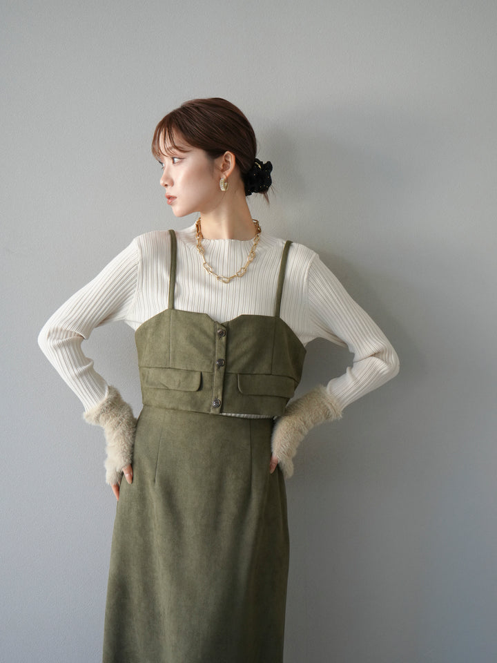 [予約]スウェードビスチェ/カーキ