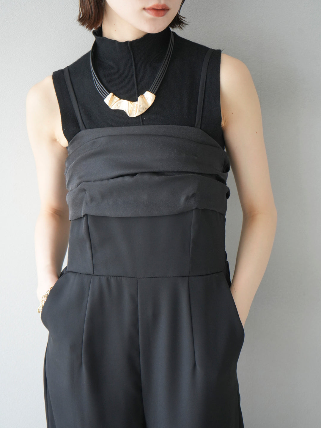 [3]NUANCE PLATE CORD NECKLACE/ゴールド