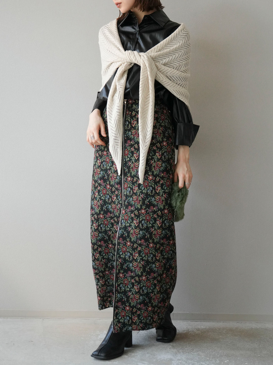 [SET]ゴブランフロントジップタイトスカート+ゴブランフロントジップタイトスカート(2set)