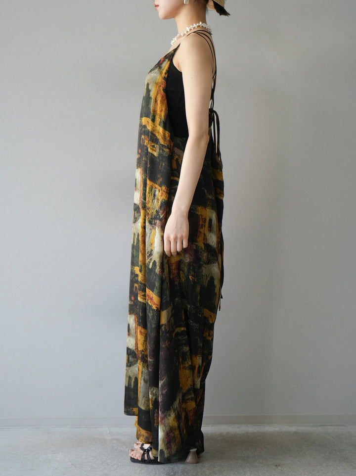 [Pre-order] Nuanced Pattern Back Cross Camisole Dress/Yellow