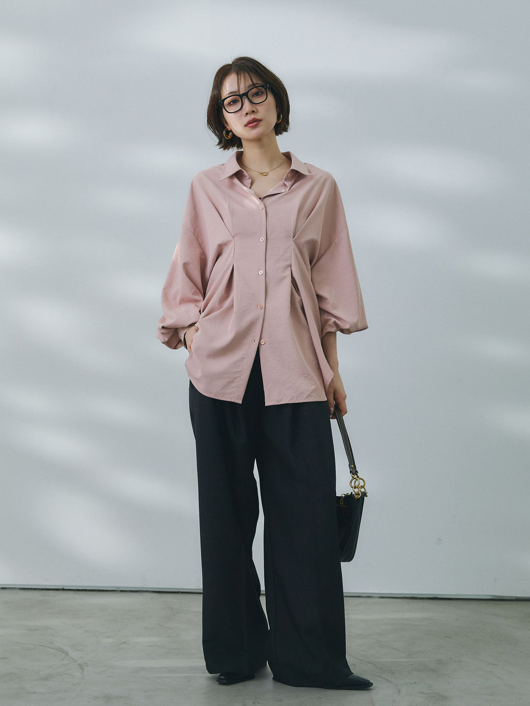 【魅力】【套裝】合成纖維束腰襯衫 + 合成纖維束腰襯衫（2 件套）