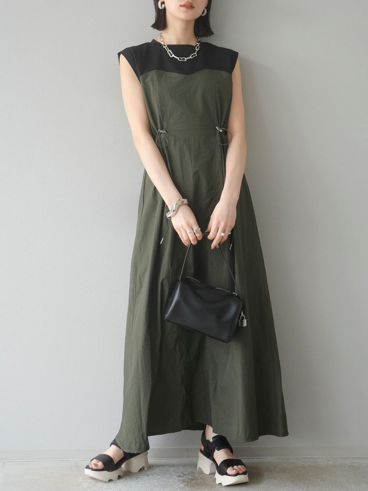 [SET] 剪裁對接尼龍洋裝 + 可選飾品套裝 (2 套)