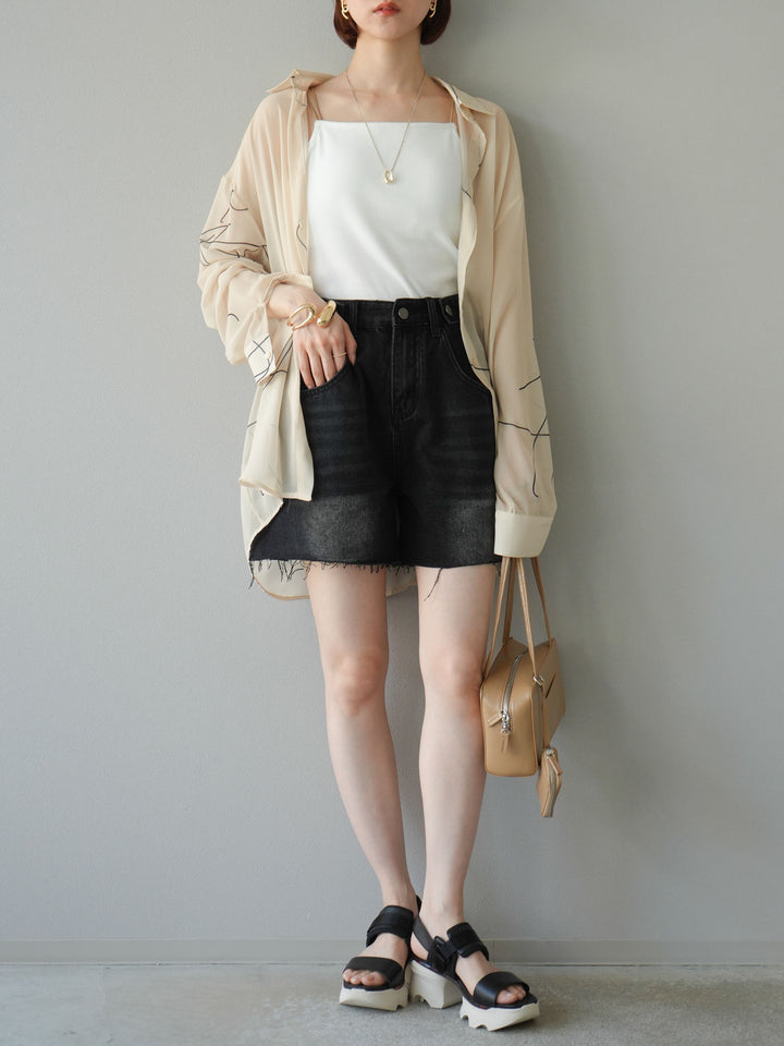 【預購】寬鬆半身牛仔褲/黑色