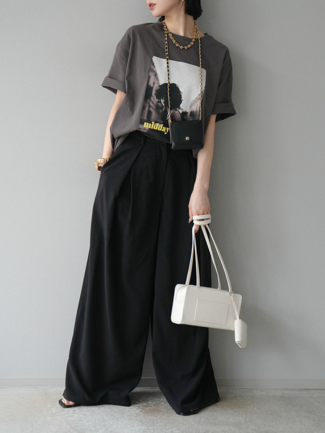 [予約]フェイクレザーチェーン付ミニポーチ/ブラック