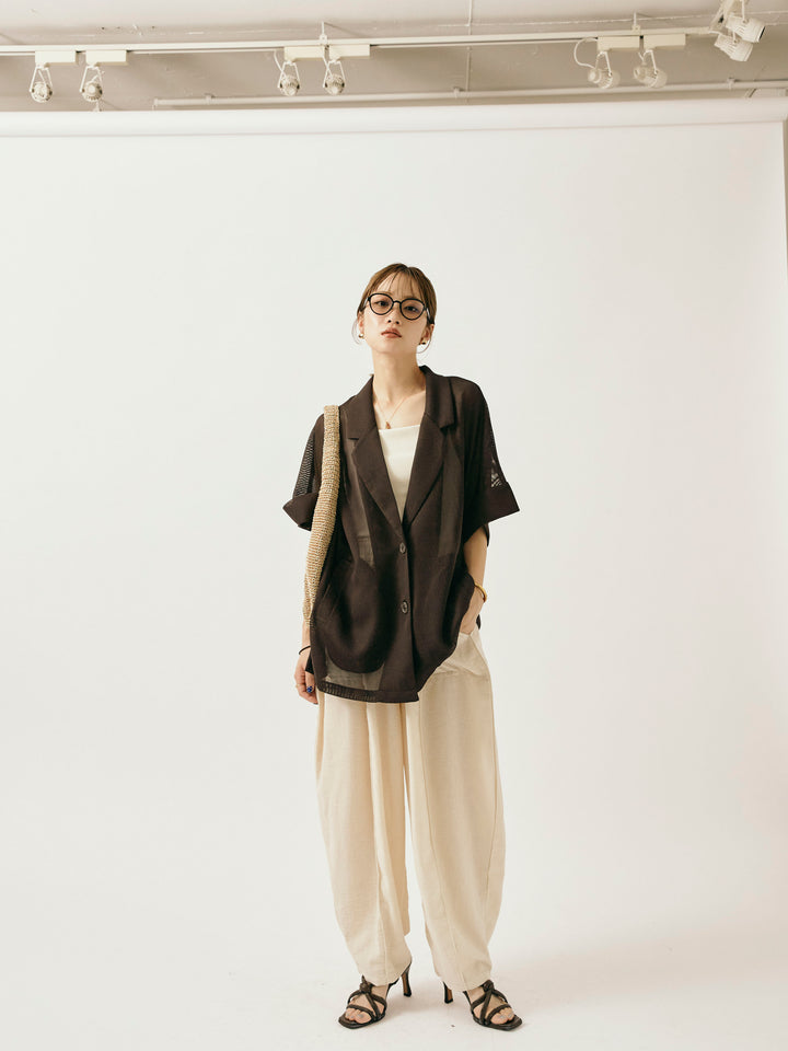 [予約]リネンライクベイカーバルーンパンツ/アイボリー