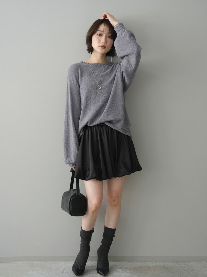 [予約]サテンバルーンミニスカート/black