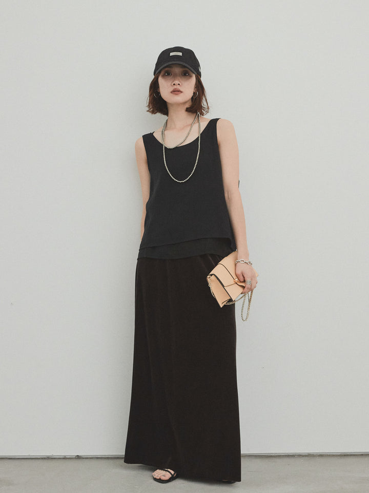 [預訂] 天鵝絨 Anarow 半身裙/炭灰色