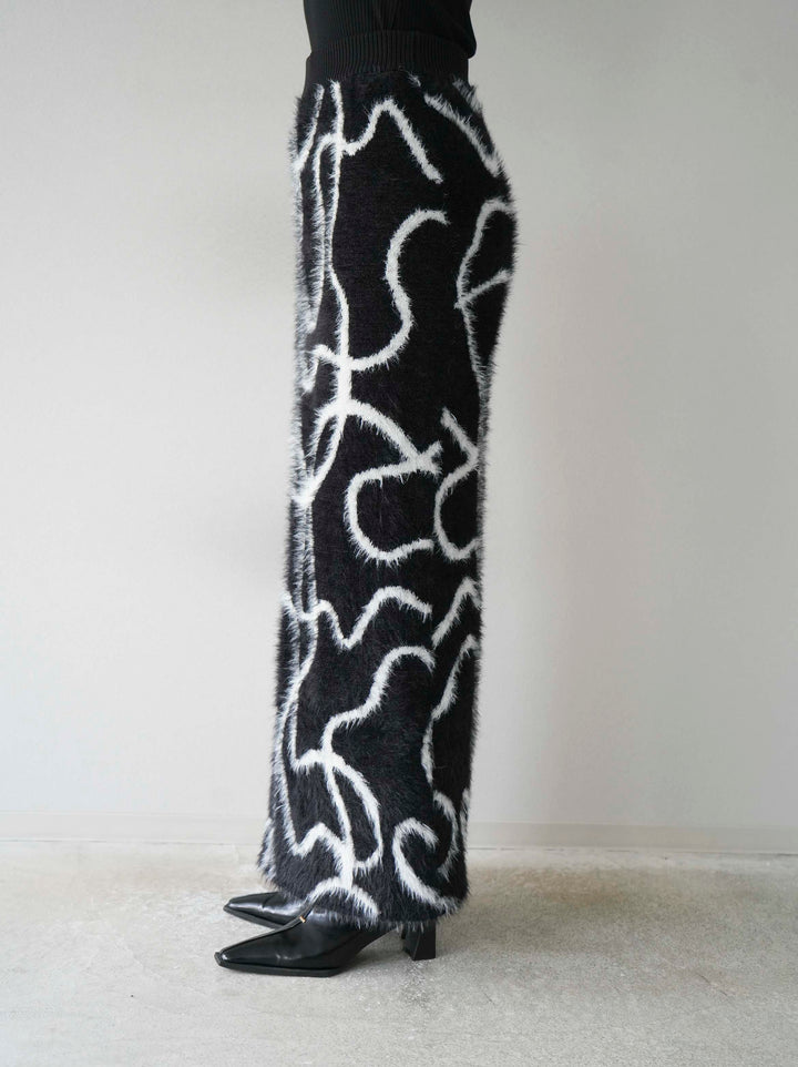 [予約]ラインシャギーニットスカート/ブラック