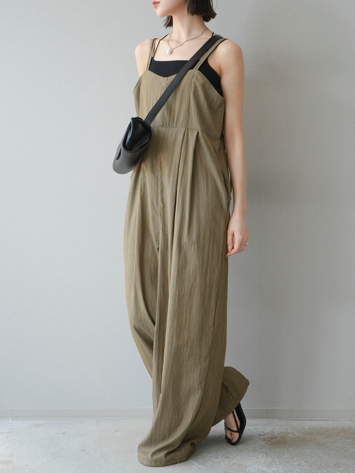 [予約]リネンライクビスチェデザインサロペット/グレージュ