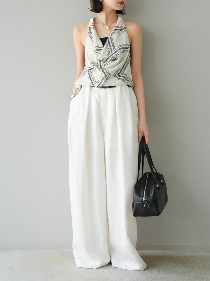 【預購】寬褲配大帶/象牙白