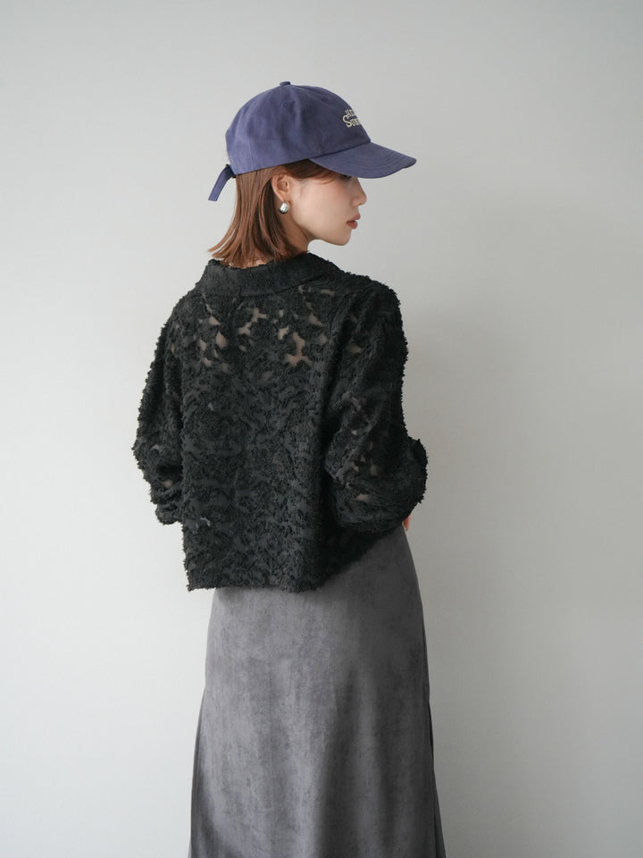 [予約]ジャガードショートシャツ/ブラック