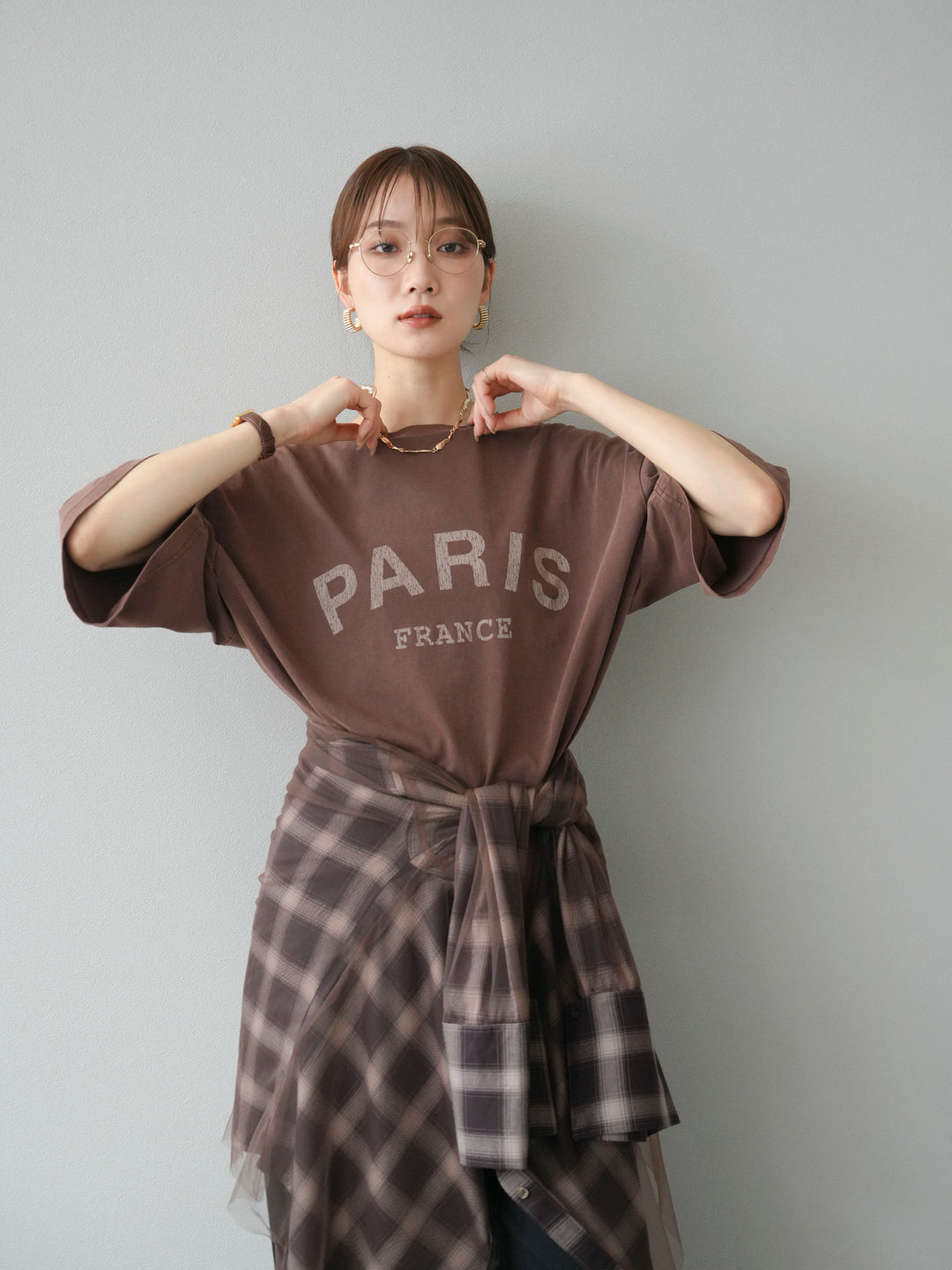 [予約]ピグメントロゴプリントTシャツ/ブラウン