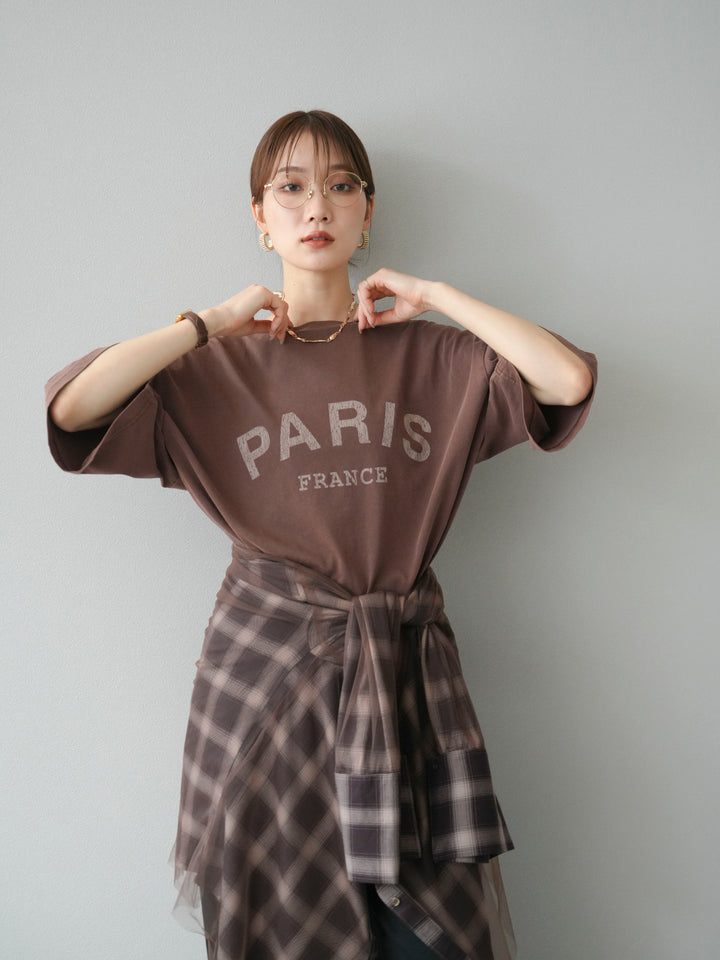 [予約]ピグメントロゴプリントTシャツ/ブラウン