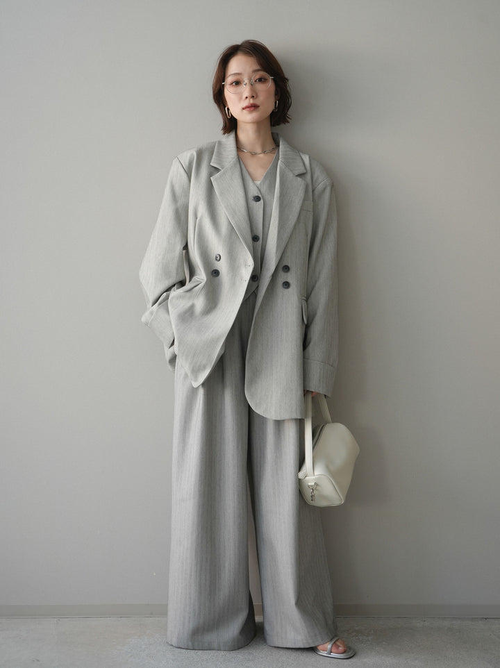 [予約]ダブルボタンヘリンボーンジャケット/lightgray