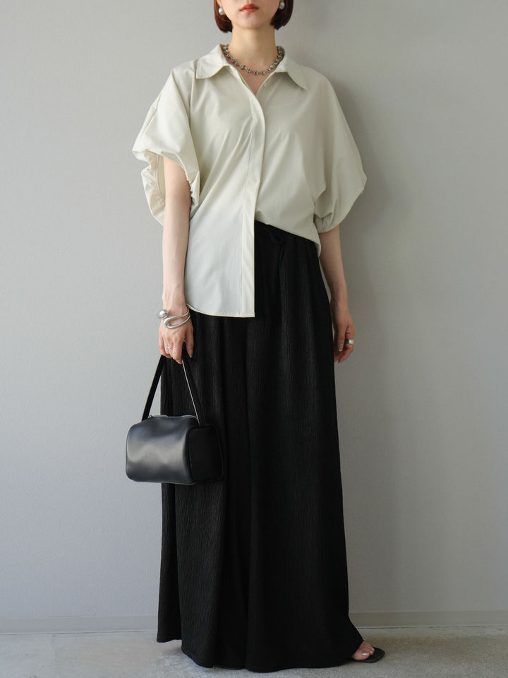 [予約]楊柳バギーパンツ/ブラック