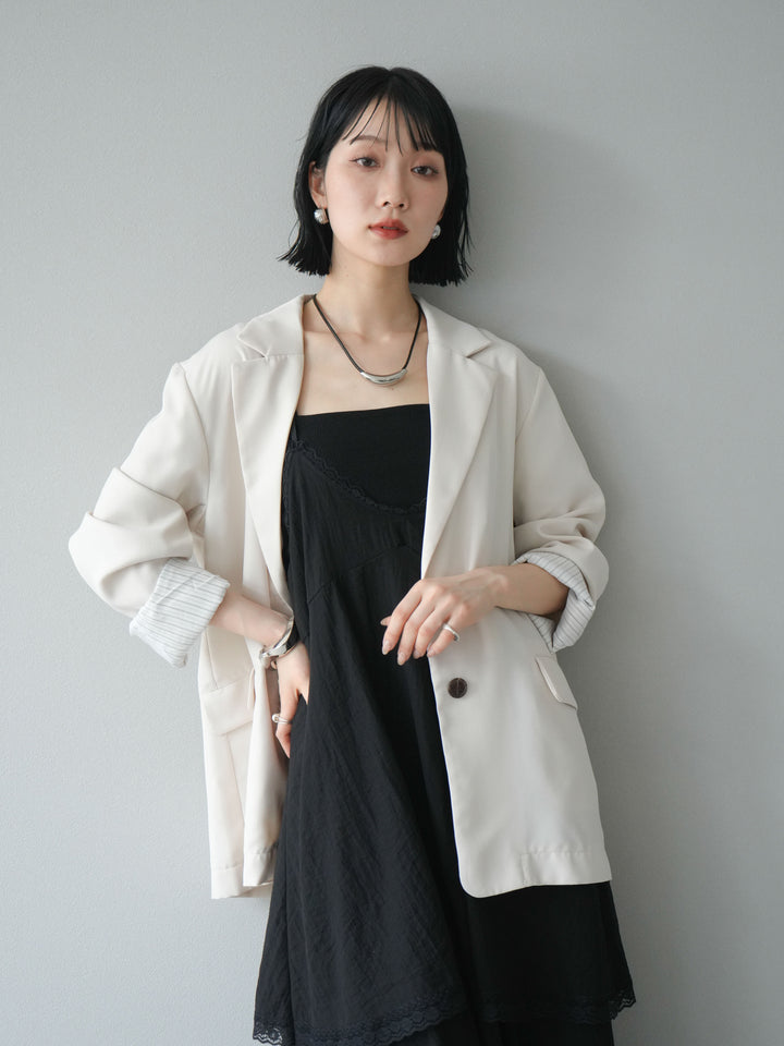 [予約]リネンタッチテーラードジャケット/アイボリー