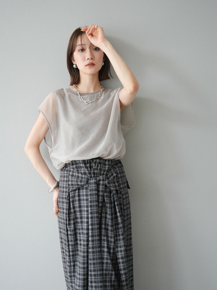 [予約]シアーレイヤードトップス/アイスグレージュ