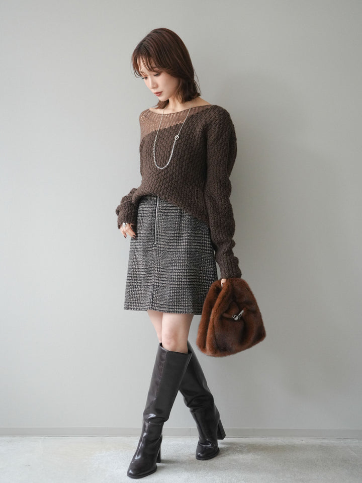 [予約]ダメージデザインニットプルオーバー/brown