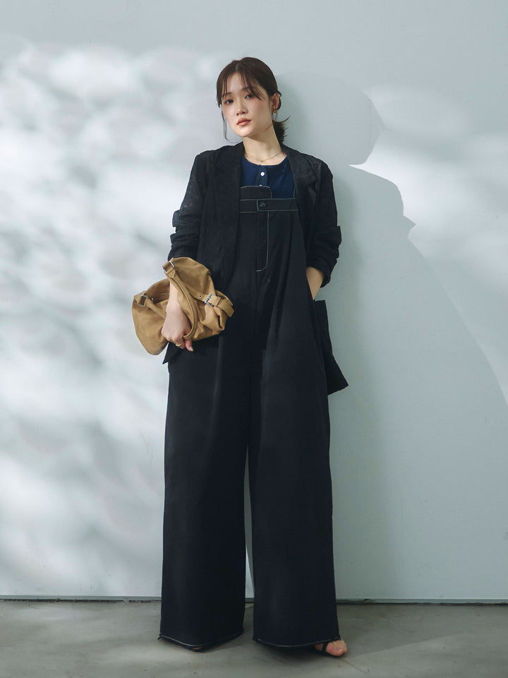 【Allure】[SET]カットオフコットンツイル配色ステッチサロペット+カットオフコットンツイル配色ステッチサロペット(2set)