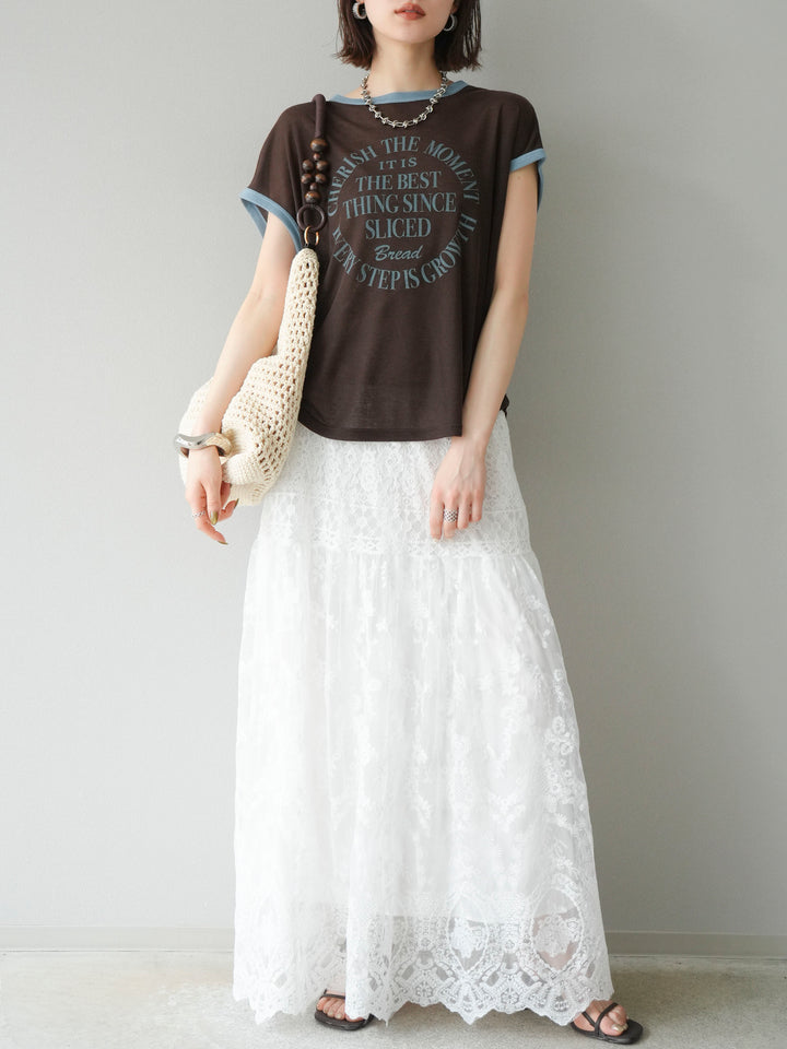 [予約]レースフレアスカート/ホワイト