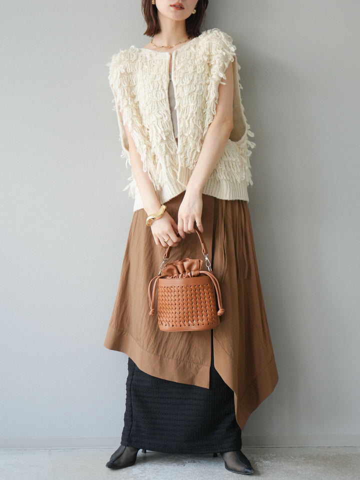 [予約]アシンメトリーレイヤードスカート/ベージュ