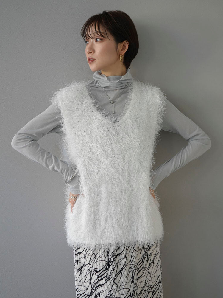 【完売商品】美品YLEVE エクストラ ファインメリノウール ニットベスト白 予約]ソフトシャギーVネックニットベスト/オフ – Lumier