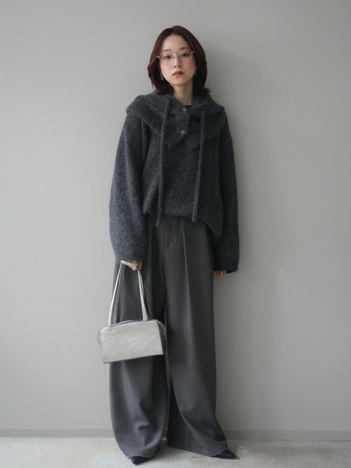 [SET]バラクラバSETニットプルオーバー+ベルトループデザインワイドパンツ(2set)