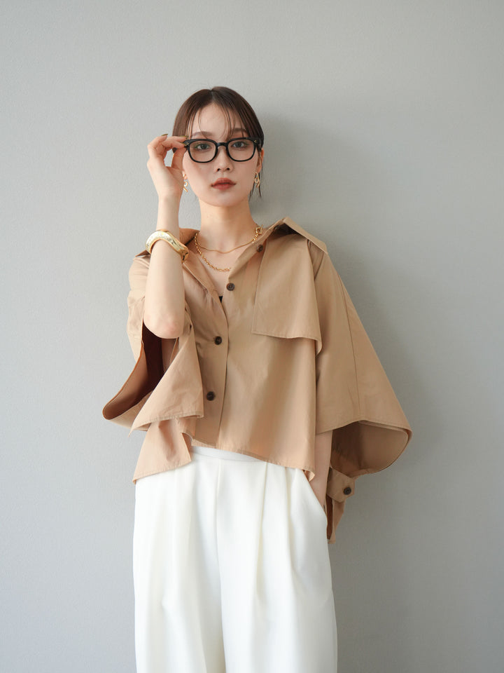 [予約]ポンチョショートシャツ/ベージュ