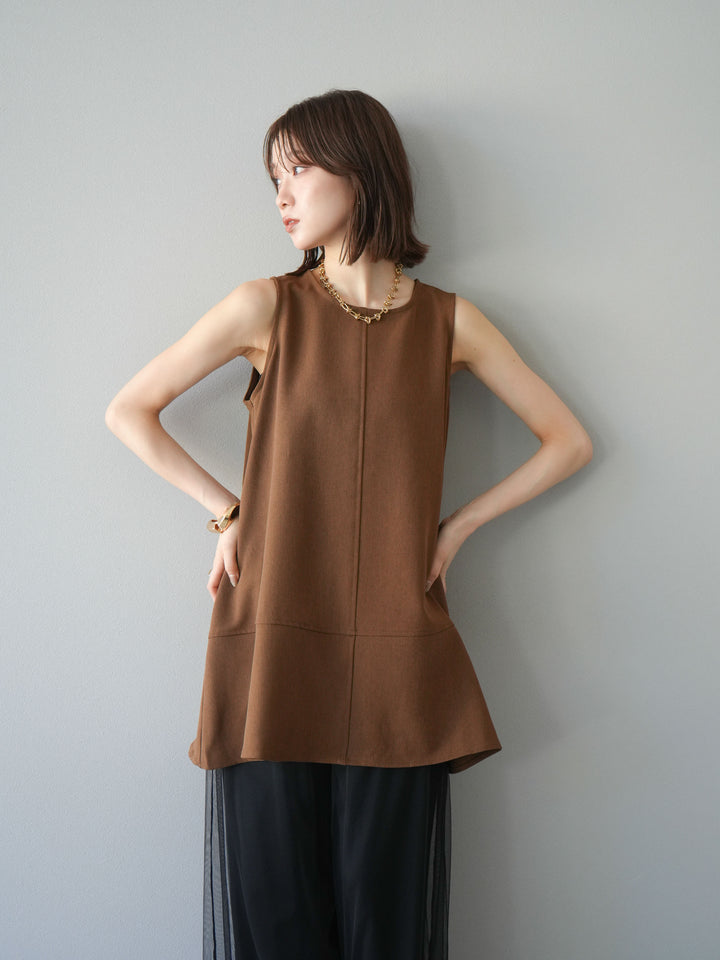 [予約]フレアノースリーチュニック/ブラウン