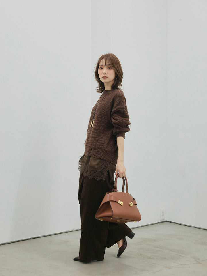 [予約]ボトルネックルーズニットワンピース/brown