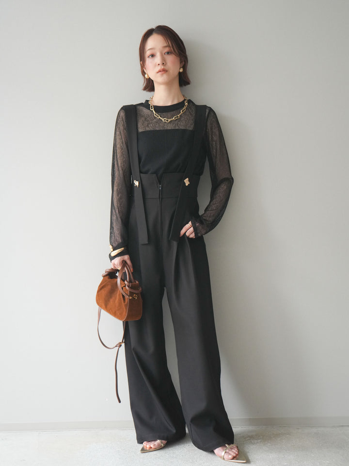 [予約]シアーストライプメッシュトップス/black