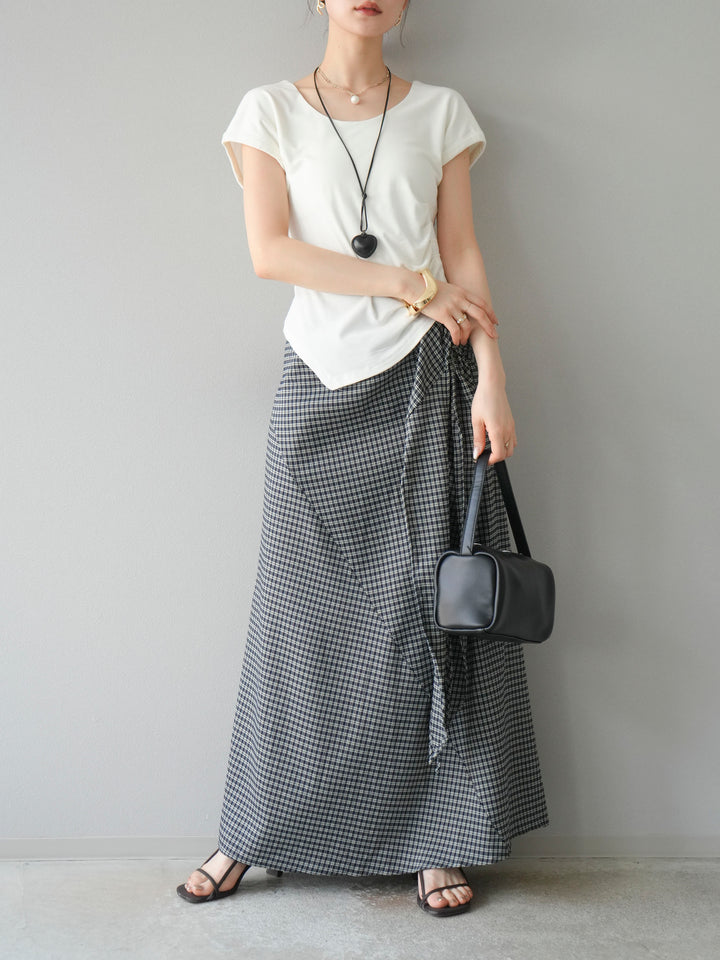 [予約]サイド巻きツイルスカート/チェック