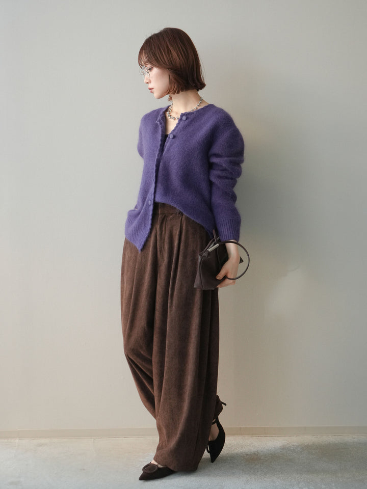 [SET]くるみボタンニットカーディガン+コーデュロイサイドタックコクーンパンツ(2set)