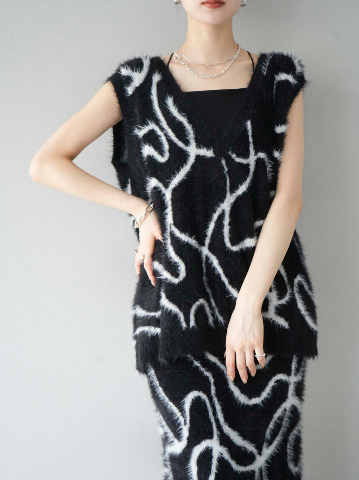 [SET]ラインシャギーニットベスト+選べるアクセセット(2set)