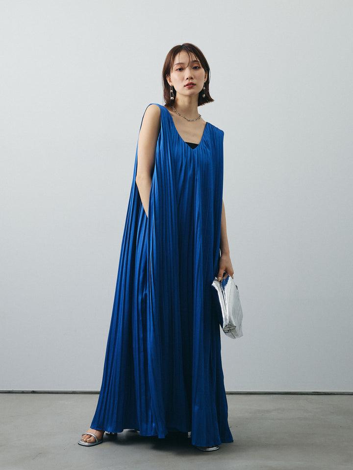 [SET] 緞面褶皺V領洋裝 + 緞面褶皺V領洋裝 (2set)