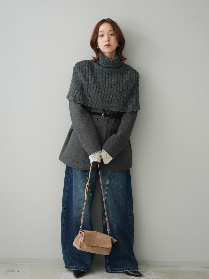 [予約]裏起毛加工デニムカーブパンツ/darkblue