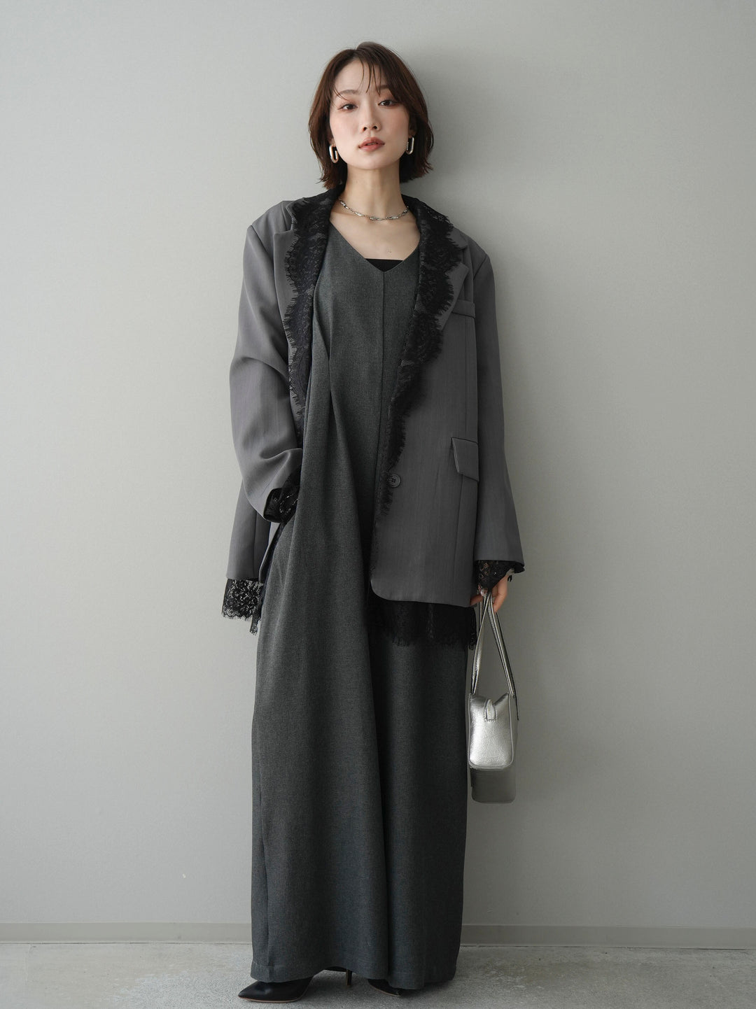 [予約]レースドッキングオーバージャケット/gray