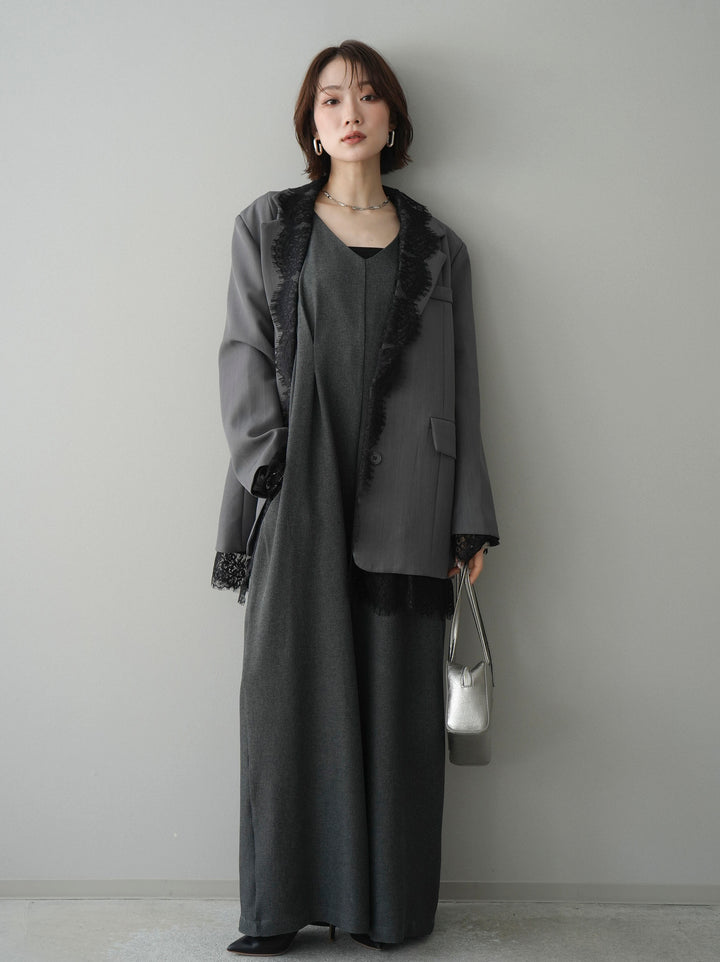 [予約]レースドッキングオーバージャケット/gray