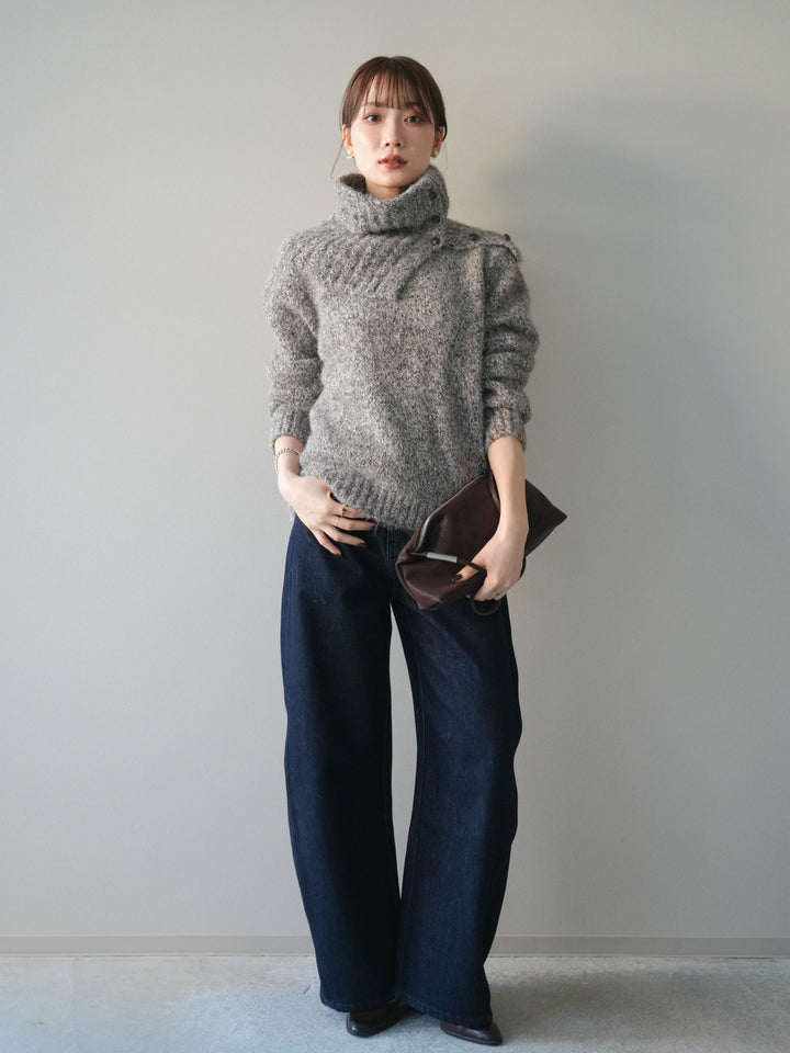 [予約]バレルレッグデニムパンツ/navy