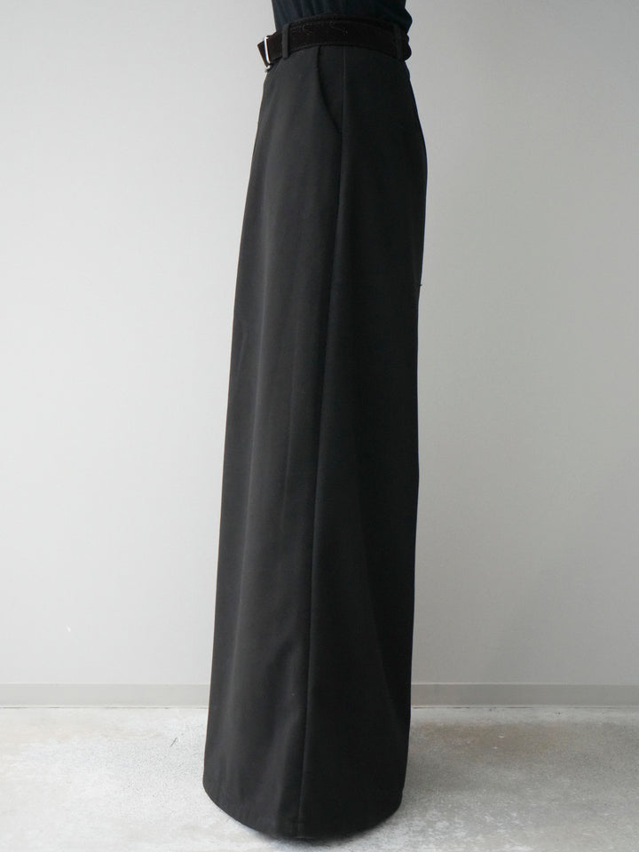 [予約]ベルト付きフロントタックワイドパンツ/black