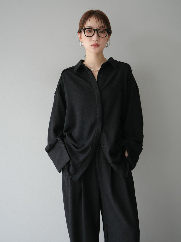 [予約]ネップオーバーシャツ/ブラック