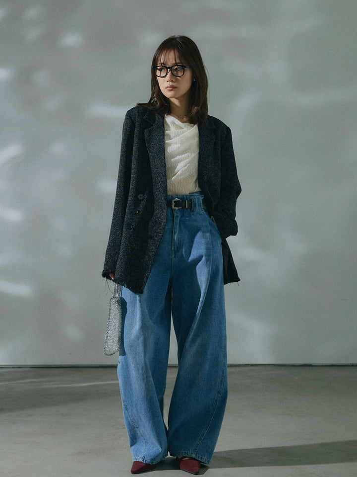 【Allure】[SET]スラブツイードフリンジテーラージャケット+スラブツイードフリンジテーラージャケット(2set)