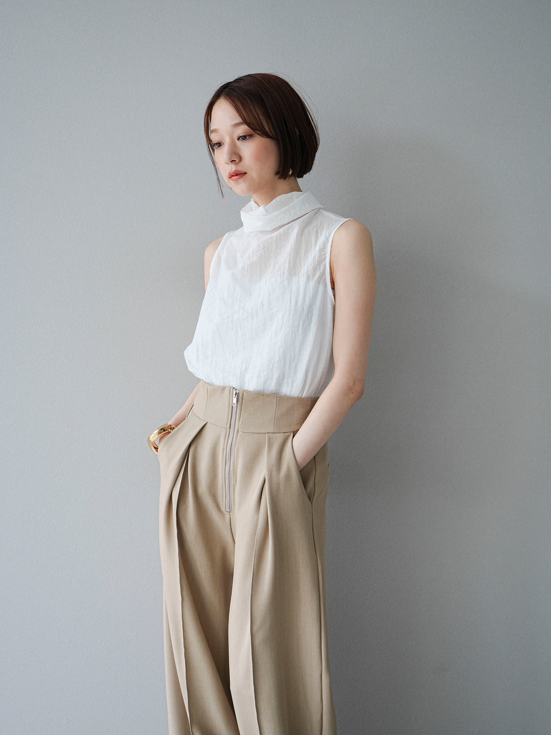 [SET]バックタイノースリーブブラウス+バックタイノースリーブブラウス(2set)