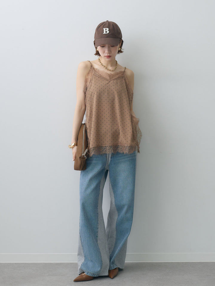 [SET]ジョーゼットドットレースキャミソール+選べるアクセセット(2set)