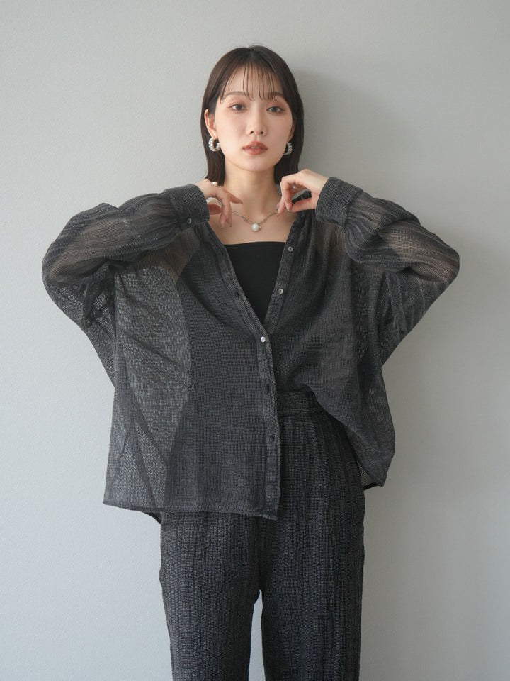 [予約]コットンラメメッシュオーバーシャツ/グレー