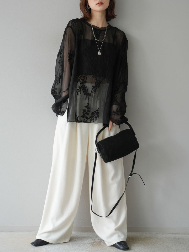 [予約]ネップワイドパンツ/アイボリー