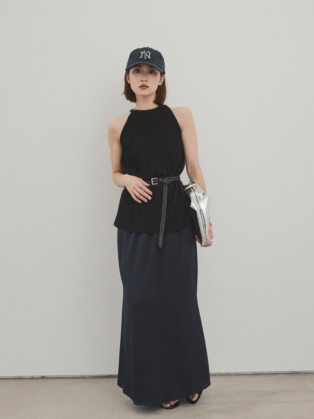 [予約]リラックスナロースカート/ネイビー