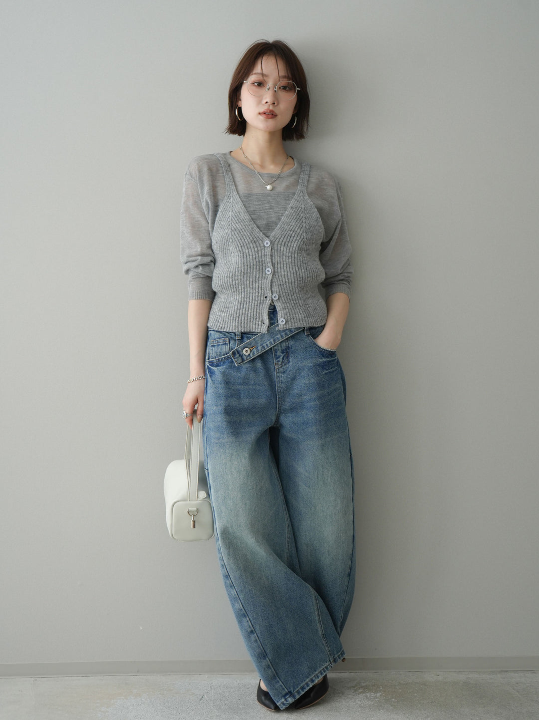 [予約]ビスチェアンサンブルシアーニット/gray