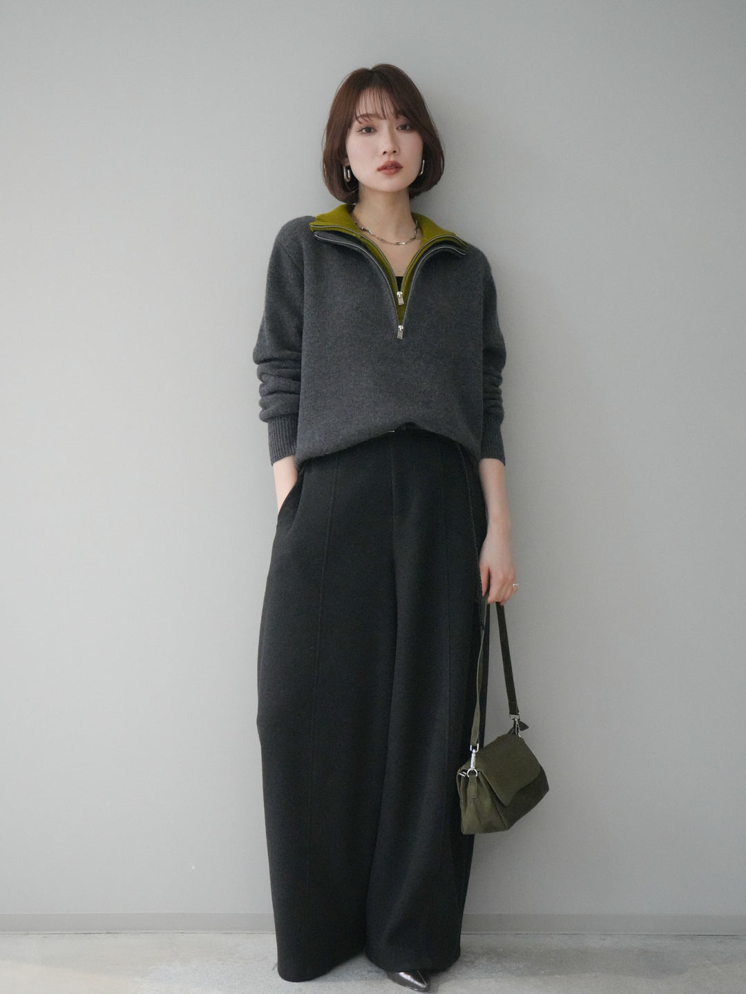 [予約]ウールタッチカーブパンツ/darkgray